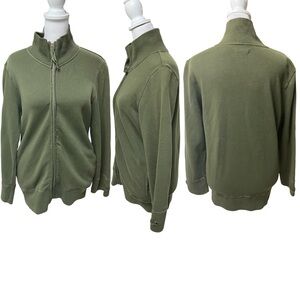 Mod-O-Doc Casual Elegance Green Zip Front Mock Neck Women's Jacket Size Small
